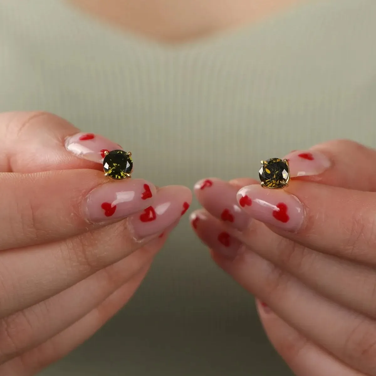 9ct Solid Gold Peridot Stud Earrings sold by Spero London product image thumbnail 3