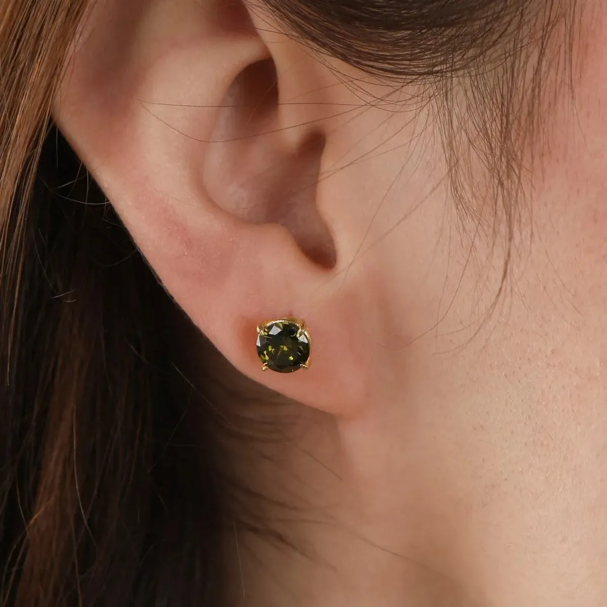 9ct Solid Gold Peridot Stud Earrings sold by Spero London product image thumbnail 2