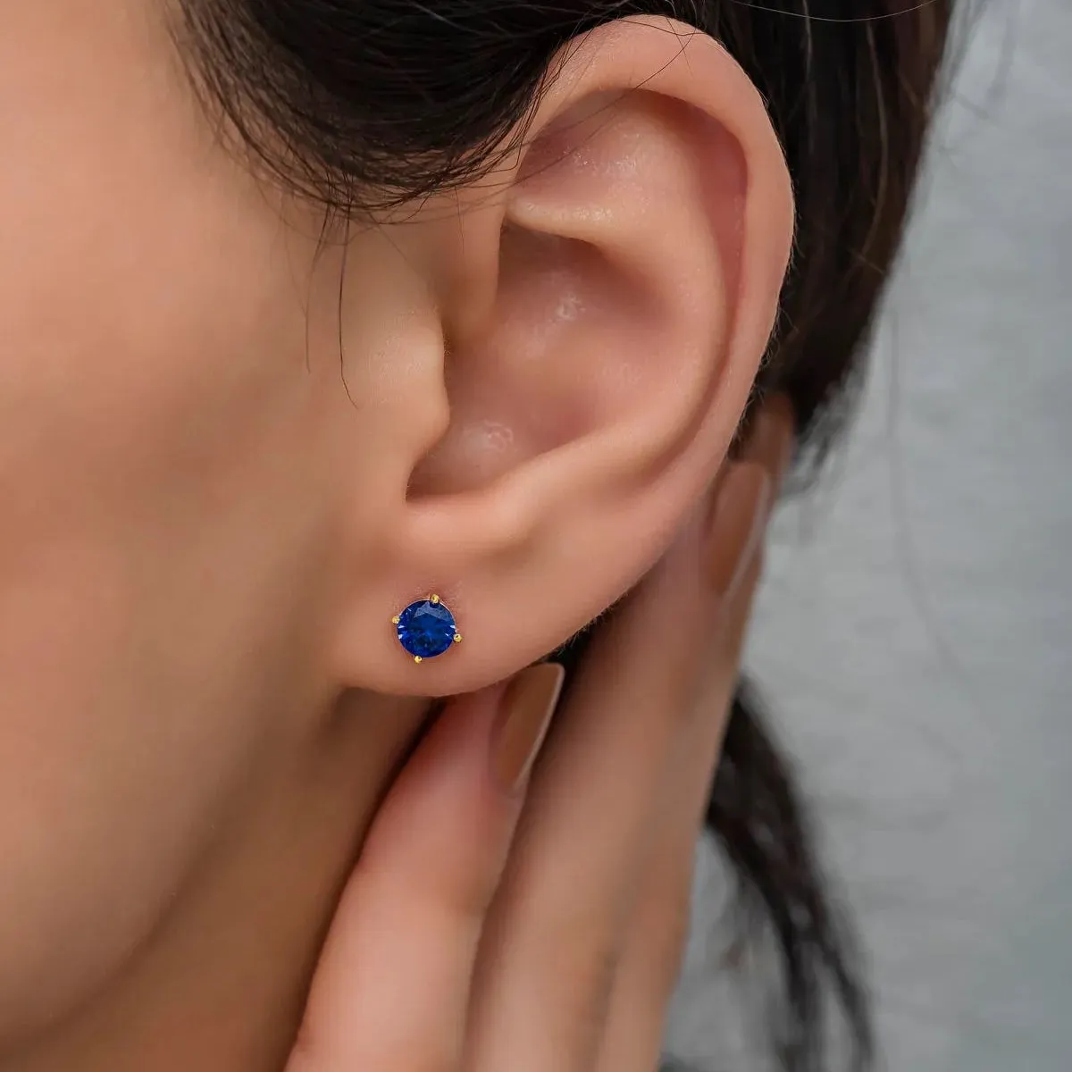 9c Gold Synthetic Sapphire Stud Earrings sold by Spero London product image thumbnail 2