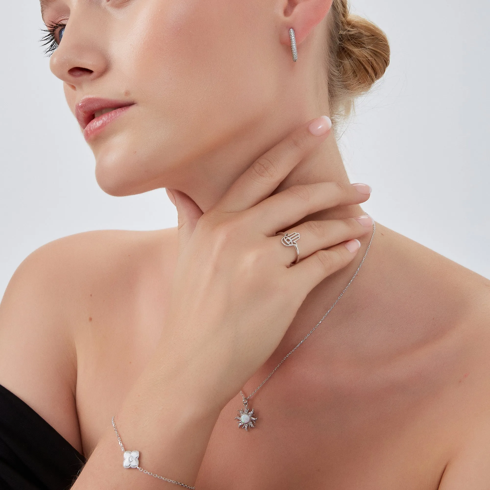 White Enamel Clover Bracelet sold by Spero London product image thumbnail 5