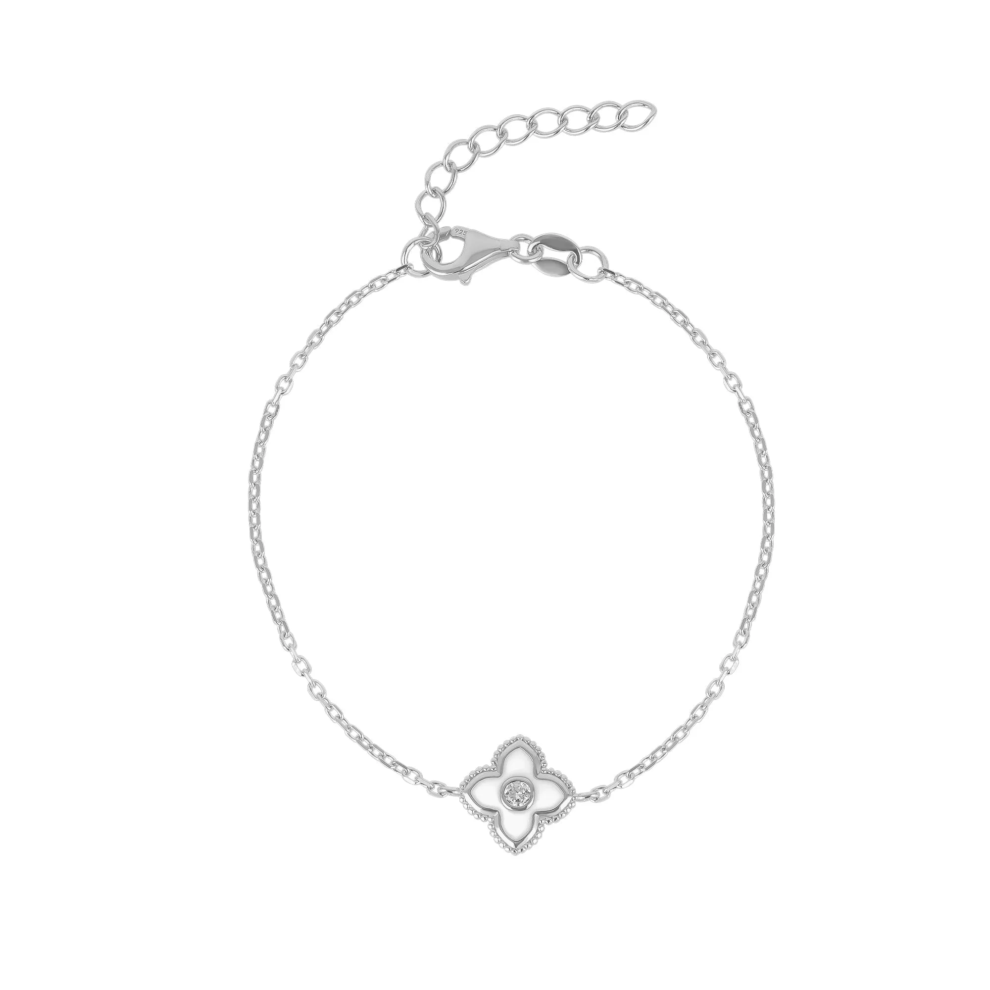 White Enamel Clover Bracelet sold by Spero London