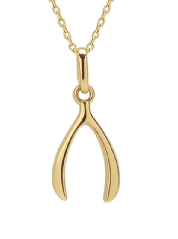9ct Solid Gold Wishbone Pendant sold by Spero London
