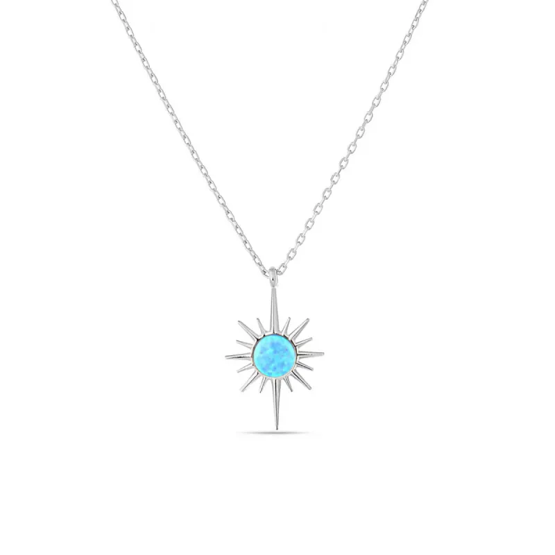 Blue Opal Northernstar Sterling Silver Pendant Necklace sold by Spero London