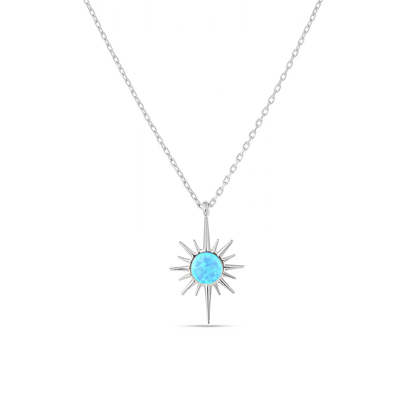 Blue Opal Northernstar Sterling Silver Pendant Necklace sold by Spero London