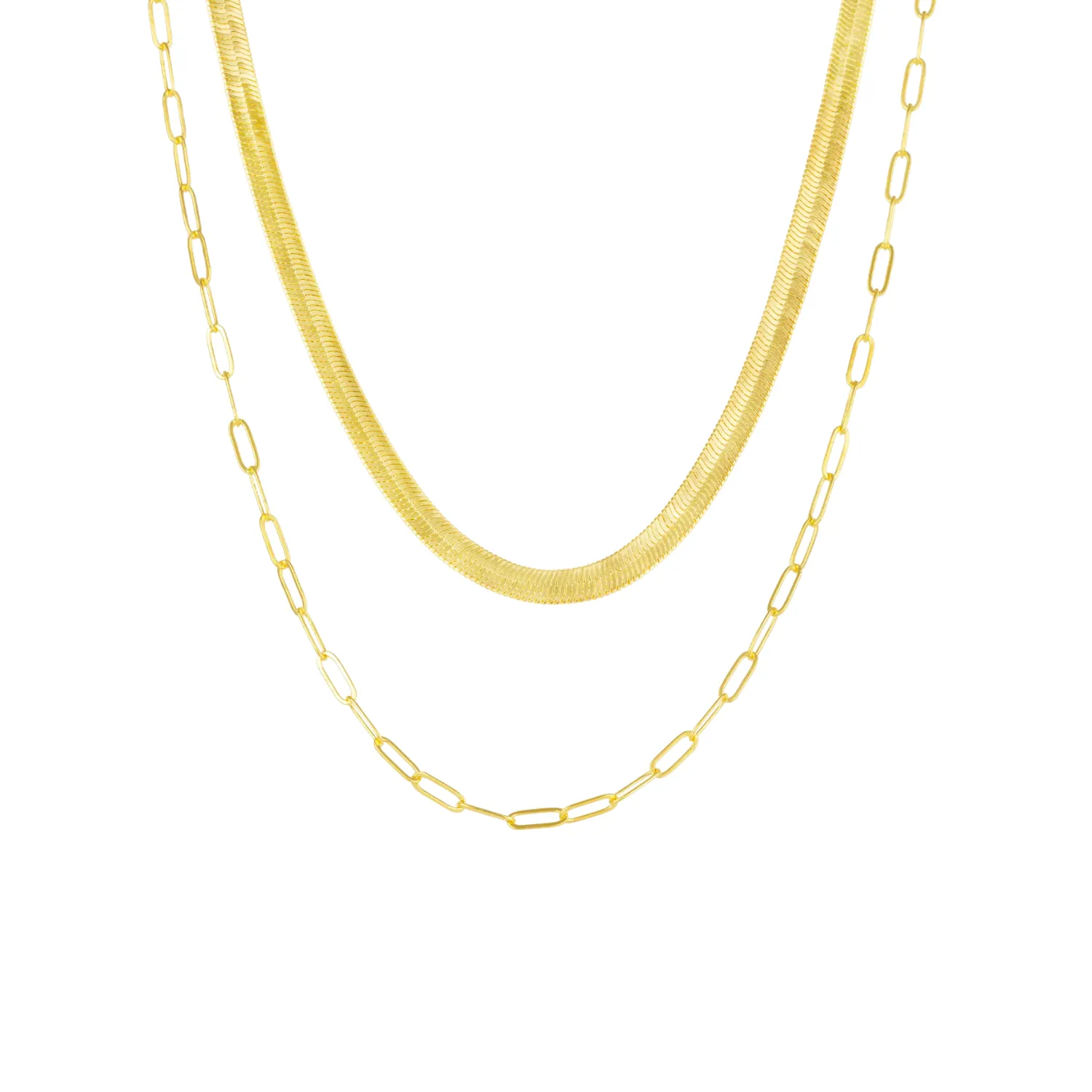 Herringbone and Rectangular Sterling Silver Necklace Layering Set sold by Spero London product image thumbnail 4