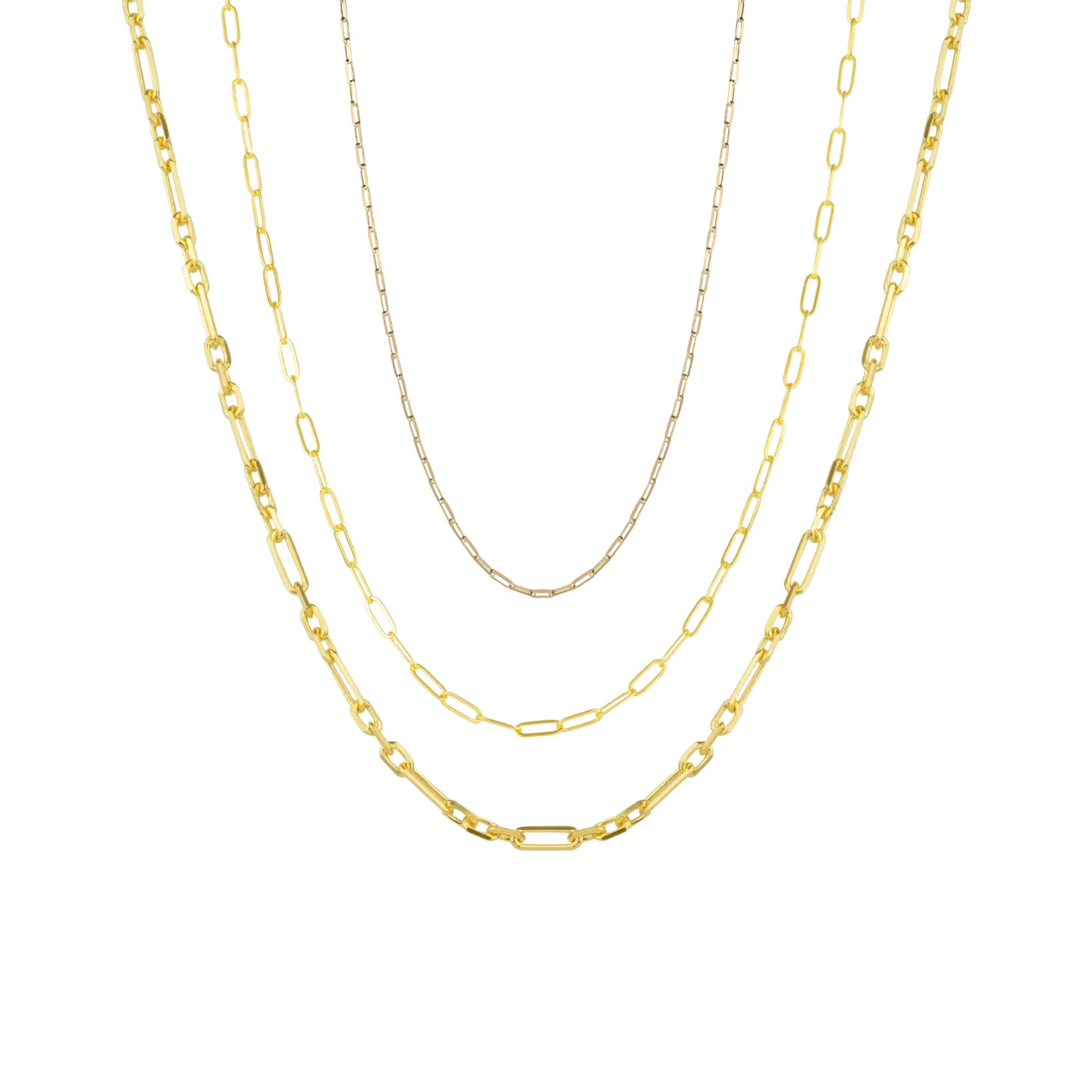 Paperclip Link Chain Sterling Silver Necklace Layering Set sold by Spero London