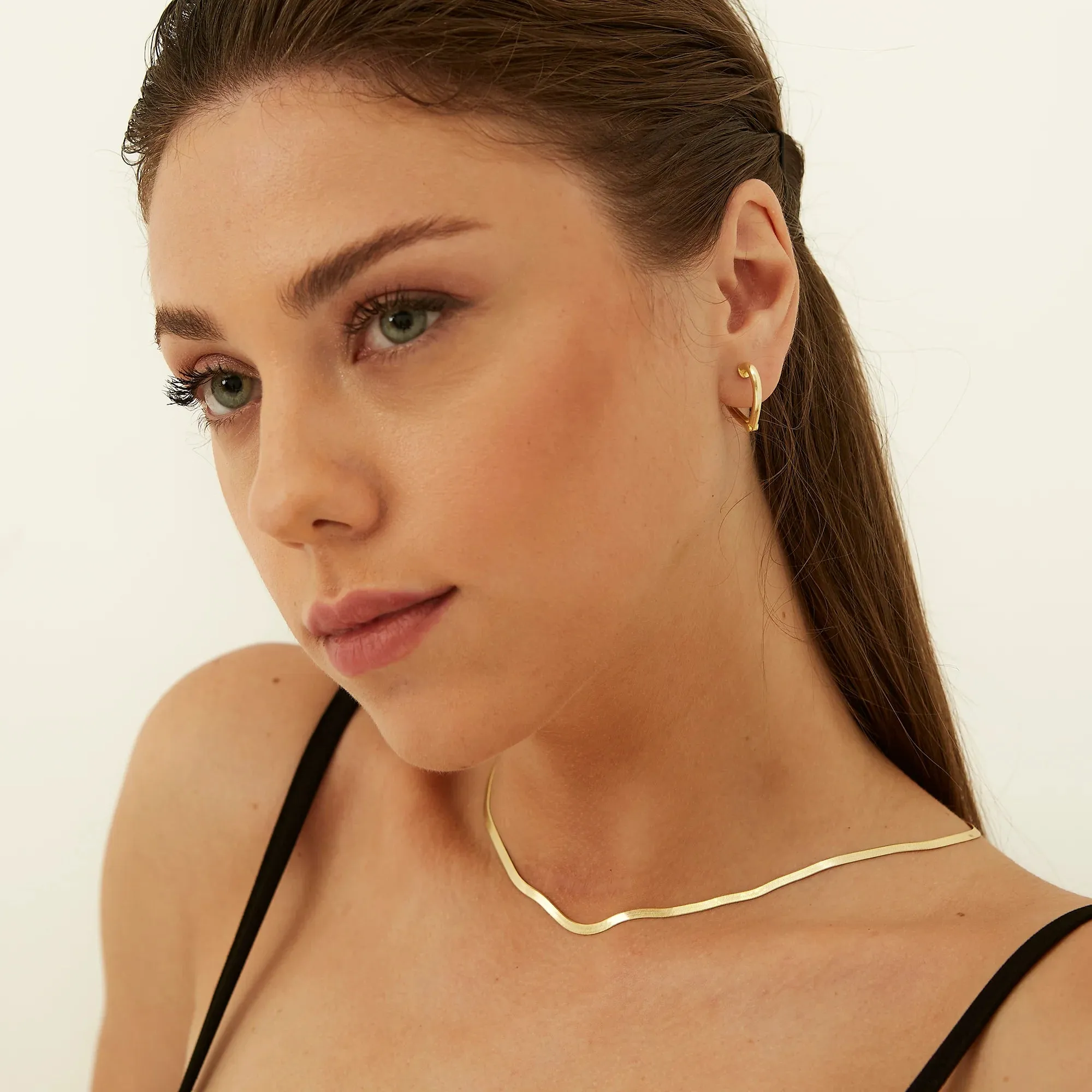 Herringbone Semi Twisted and Paperclip Chain Sterling Silver Layering Necklace Set sold by Spero London product image thumbnail 2