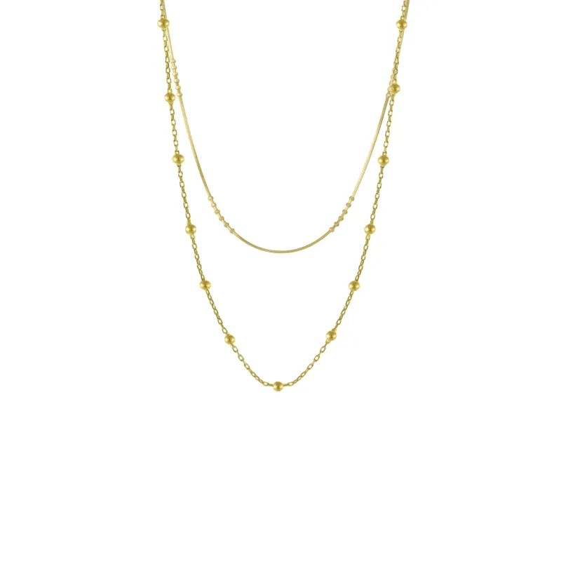 Beaded Chains Sterling Silver Layering Necklace Set sold by Spero London