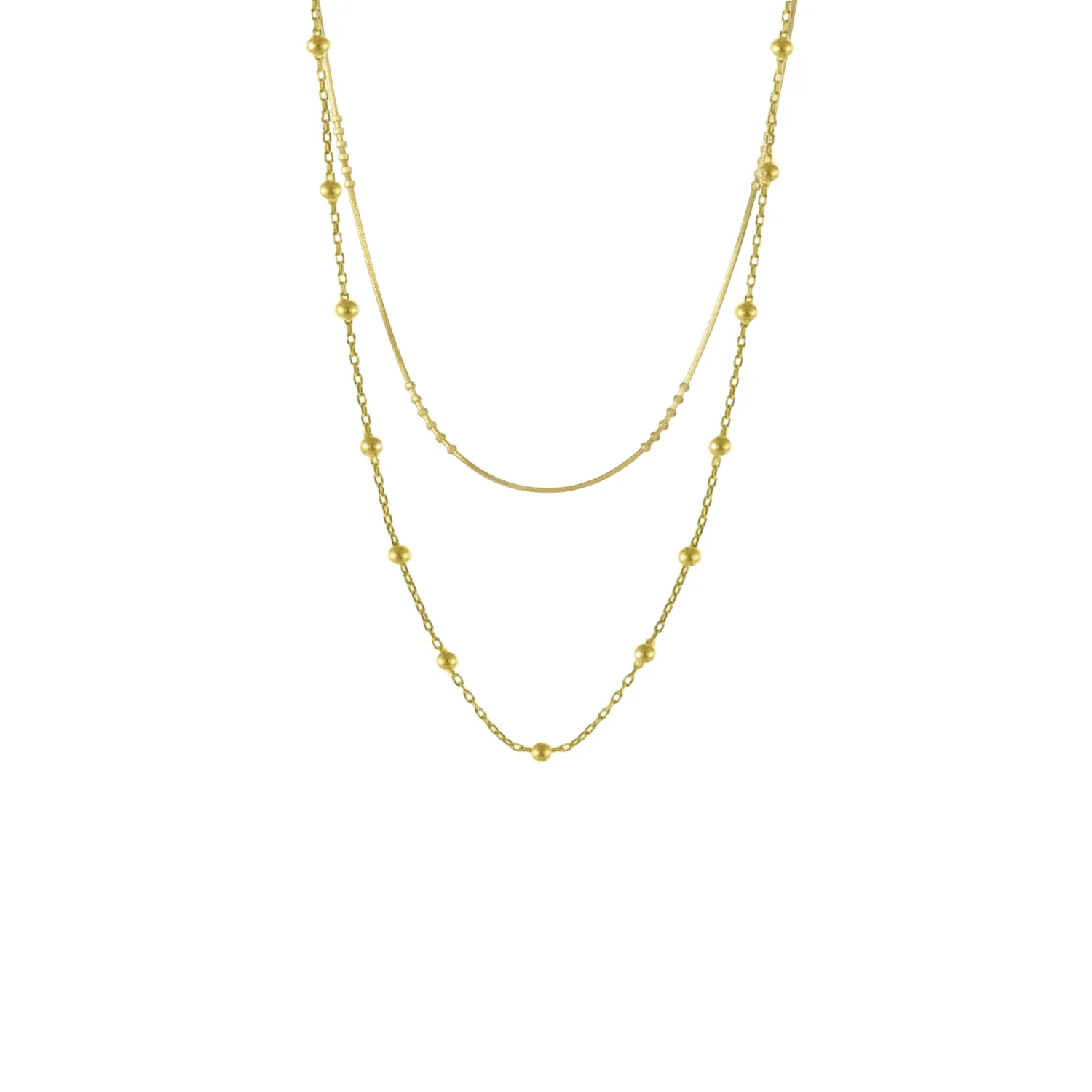 Beaded Chains Sterling Silver Layering Necklace Set sold by Spero London