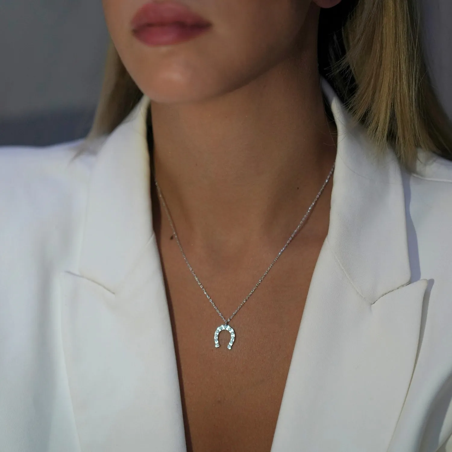 Sterling Silver Horseshoe Equestrian Necklace & Earring Set sold by Spero London product image thumbnail 3