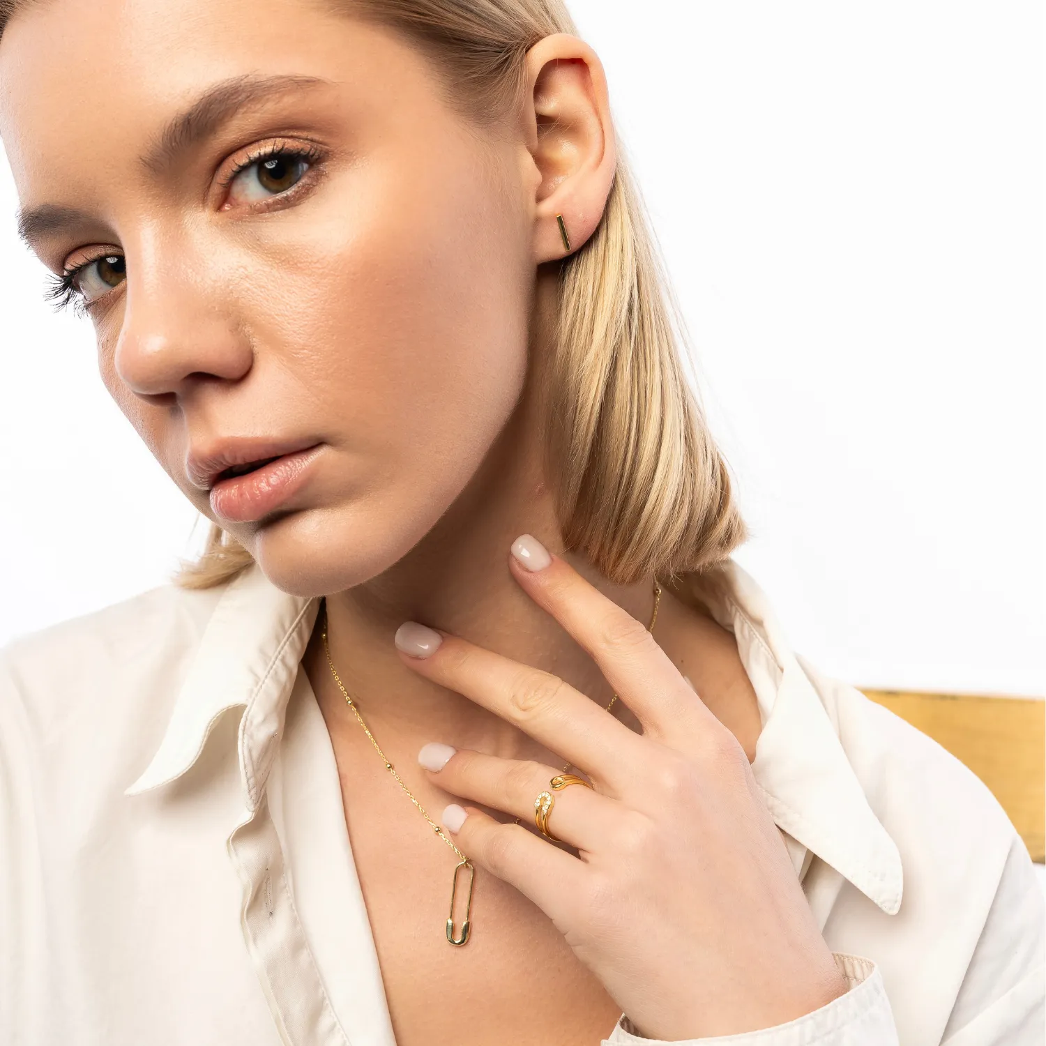 Sterling Silver Safety Pin Necklace & Earring Set sold by Spero London product image thumbnail 4