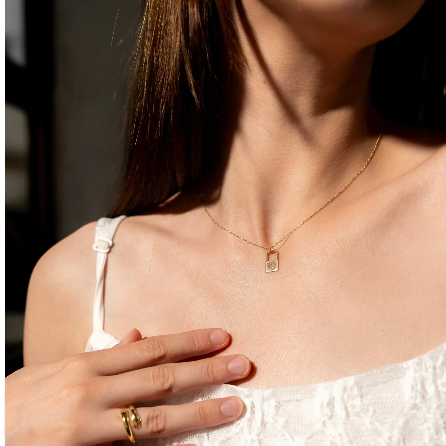 Fine 14ct Solid Gold Padlock Necklace sold by Spero London product image thumbnail 3