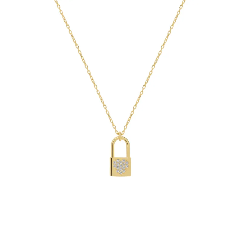 Fine 14ct Solid Gold Padlock Necklace sold by Spero London