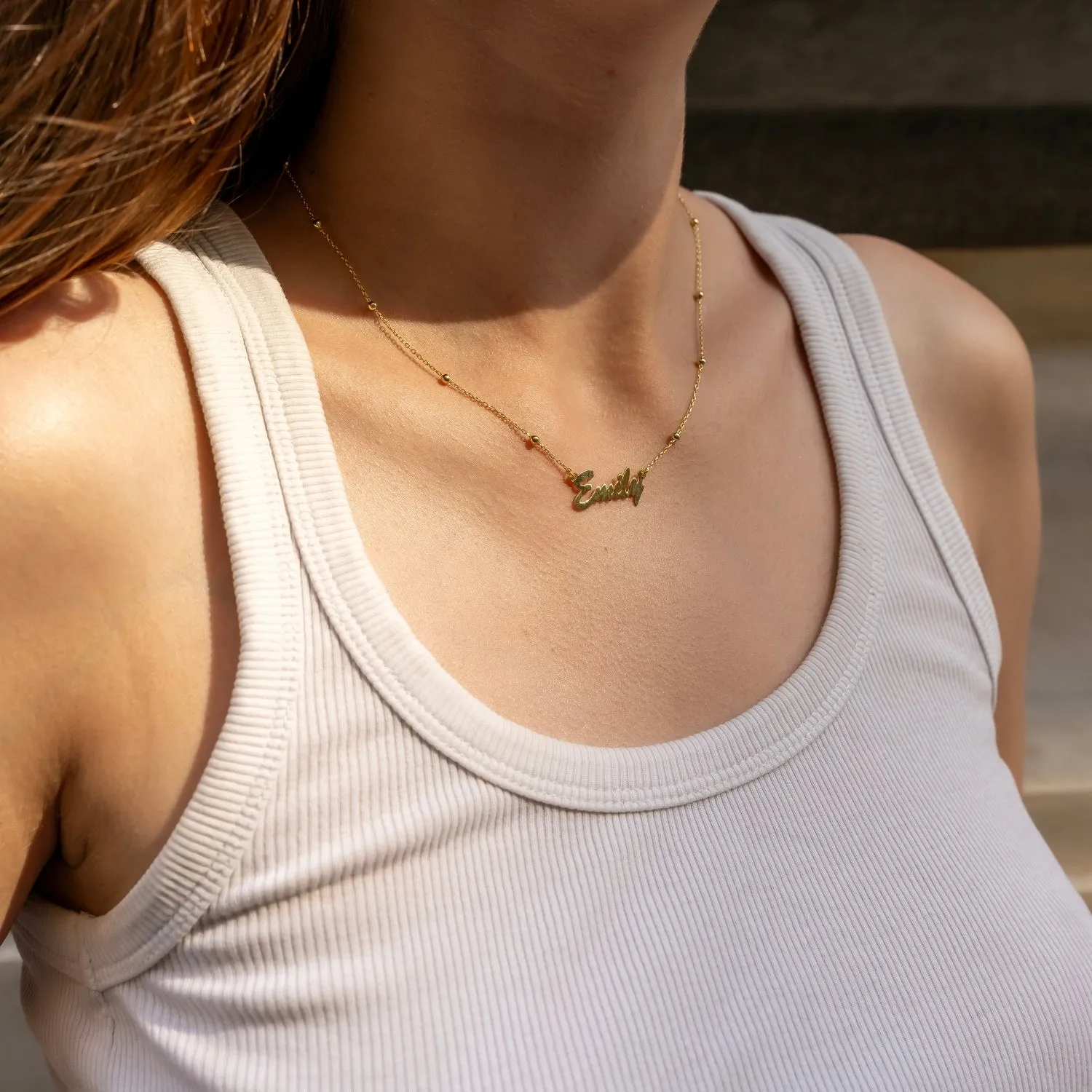 Fine Sterling Silver Satellite Beaded Signature Name Necklace sold by Spero London product image thumbnail 2