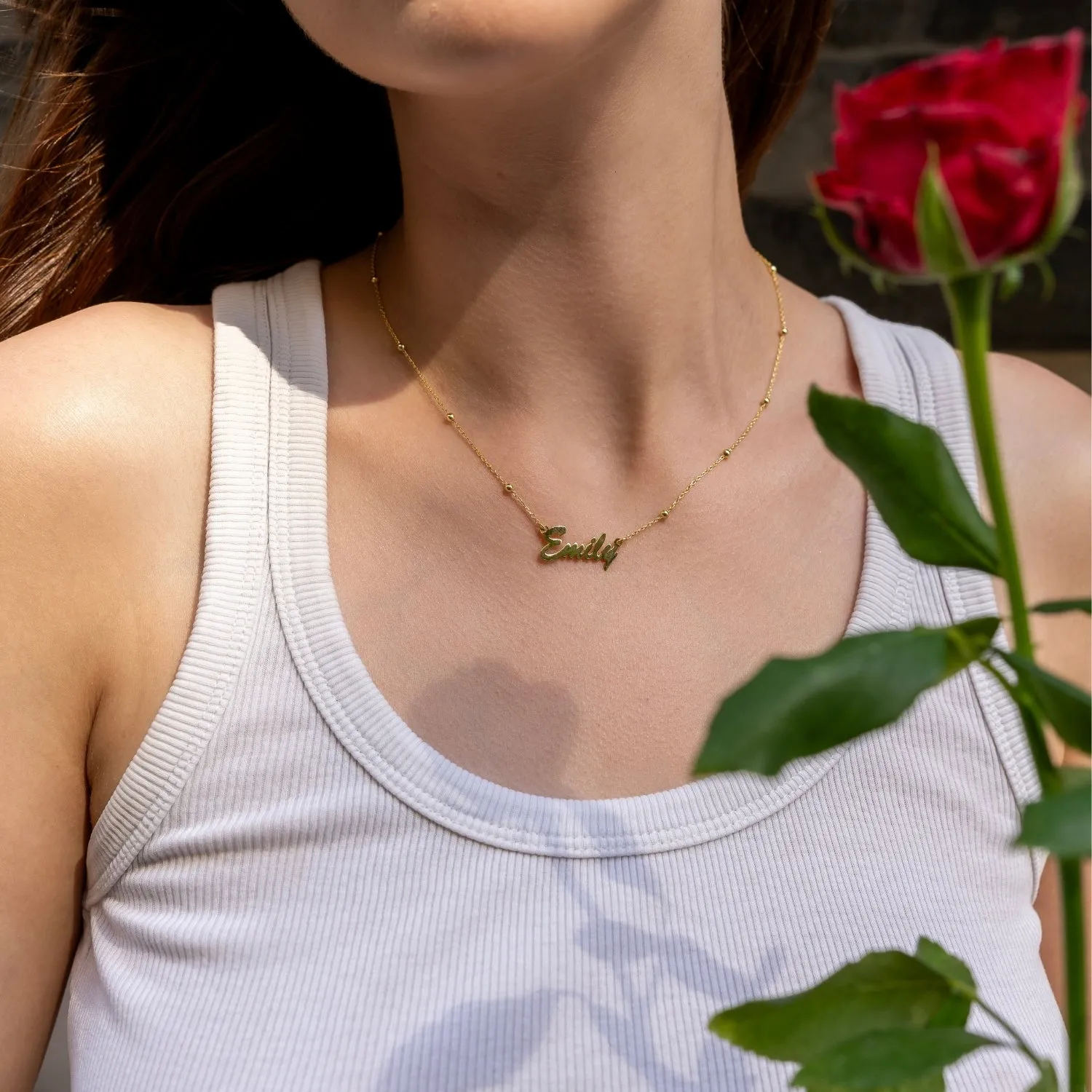 Fine Sterling Silver Satellite Beaded Signature Name Necklace sold by Spero London product image thumbnail 3
