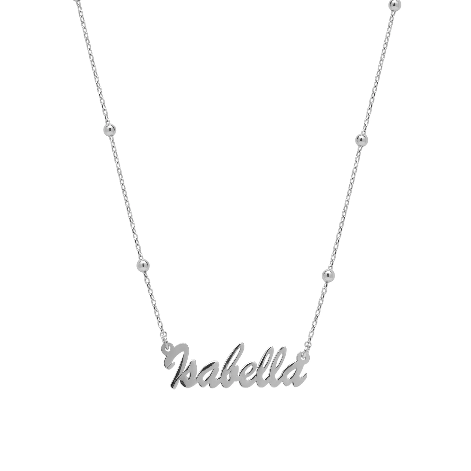 Fine Sterling Silver Satellite Beaded Signature Name Necklace sold by Spero London product image thumbnail 4