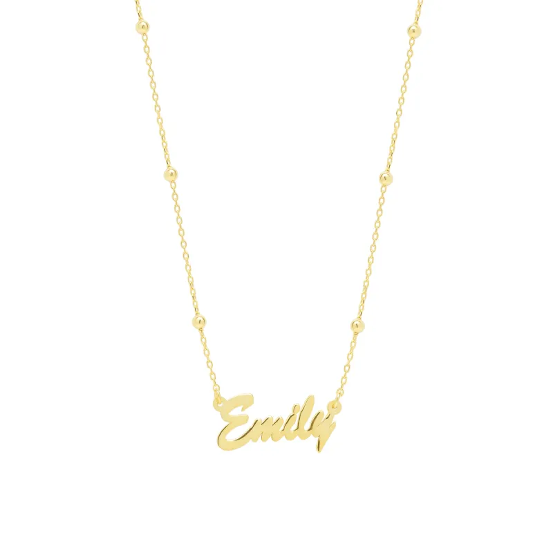 Fine Sterling Silver Satellite Beaded Signature Name Necklace made by Spero London