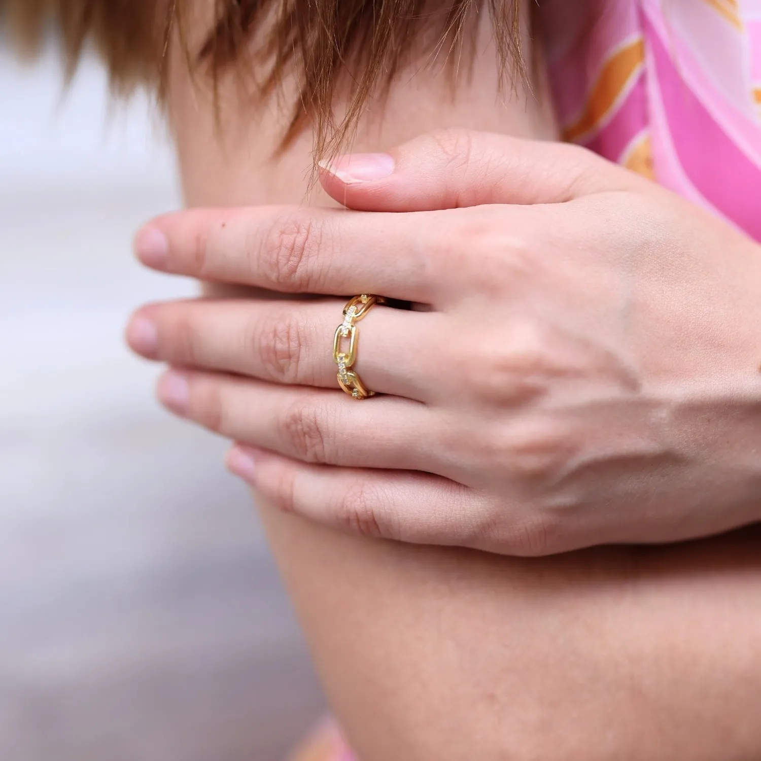 Sterling Silver Pave Chain Ring sold by Spero London product image thumbnail 4