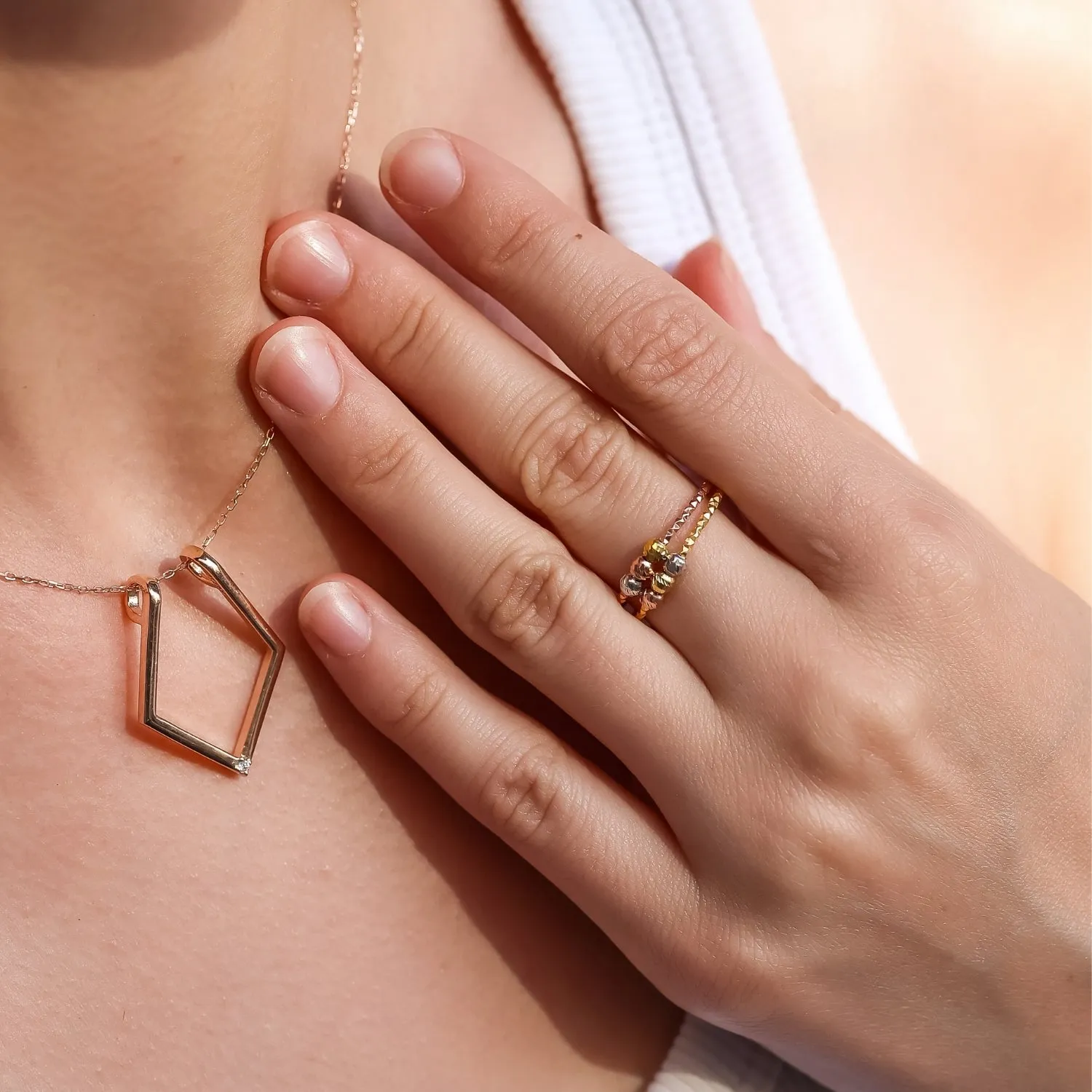 Sterling Silver Dorissa Double Layer Mix Color Ring sold by Spero London product image thumbnail 3