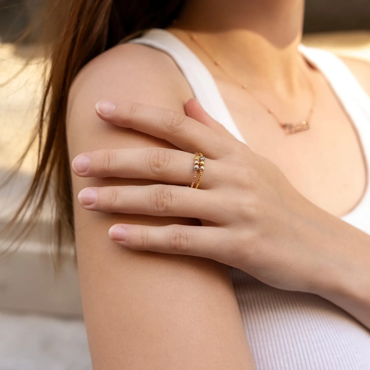 Sterling Silver Dorissa Double Layer Mix Color Ring sold by Spero London product image thumbnail 2