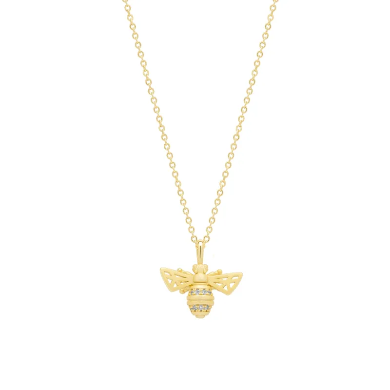 Matte Bumble Bee Sterling Silver Necklace sold by Spero London
