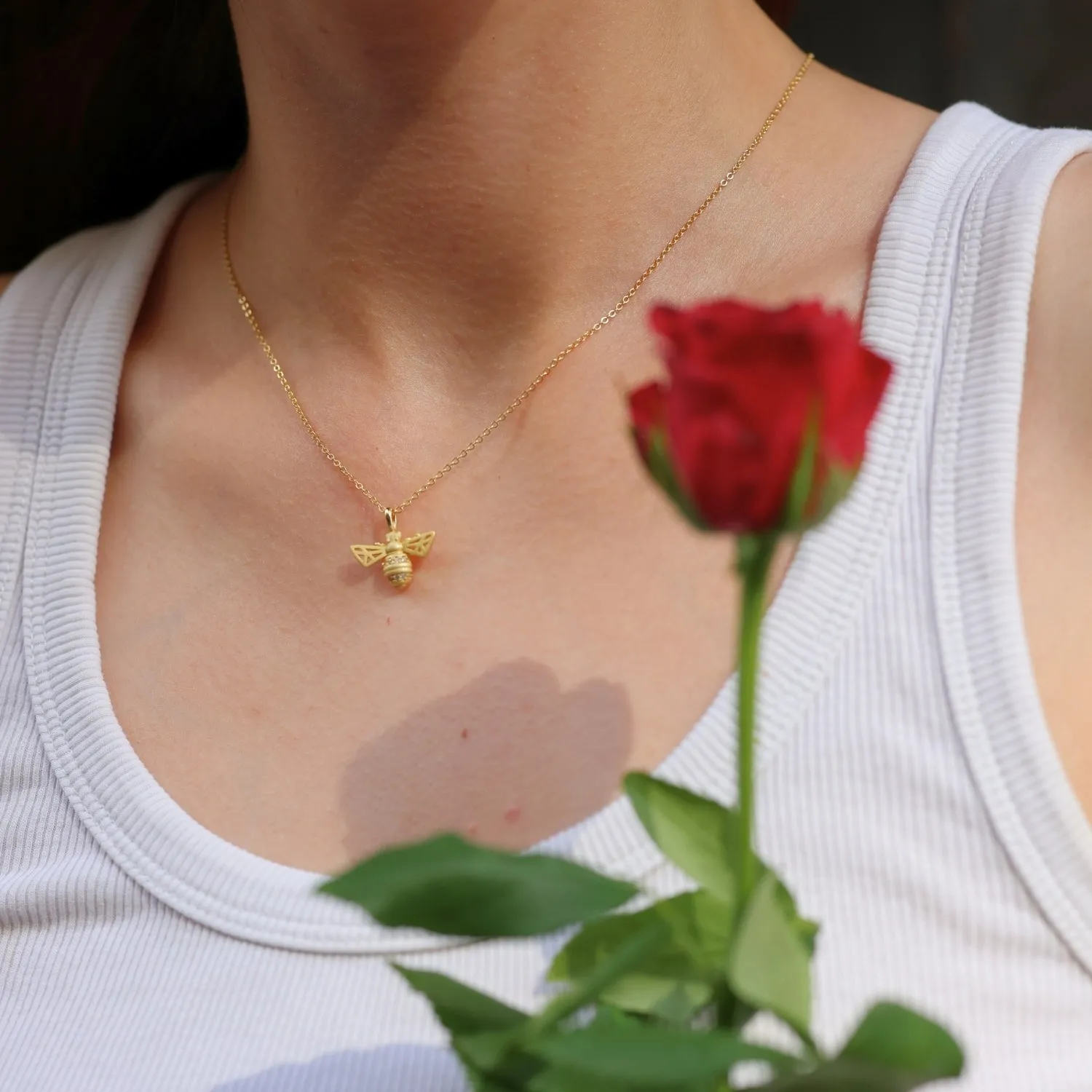 Matte Bumble Bee Sterling Silver Necklace sold by Spero London product image thumbnail 4