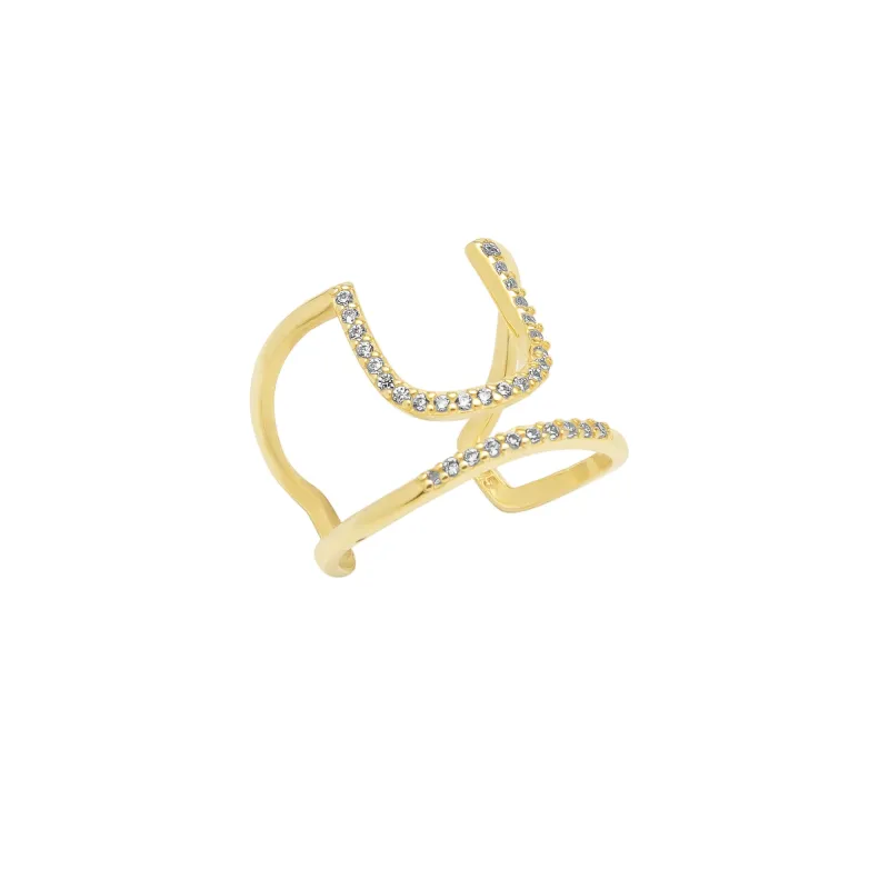 Sterling Silver Open Cuff Pave Ring sold by Spero London