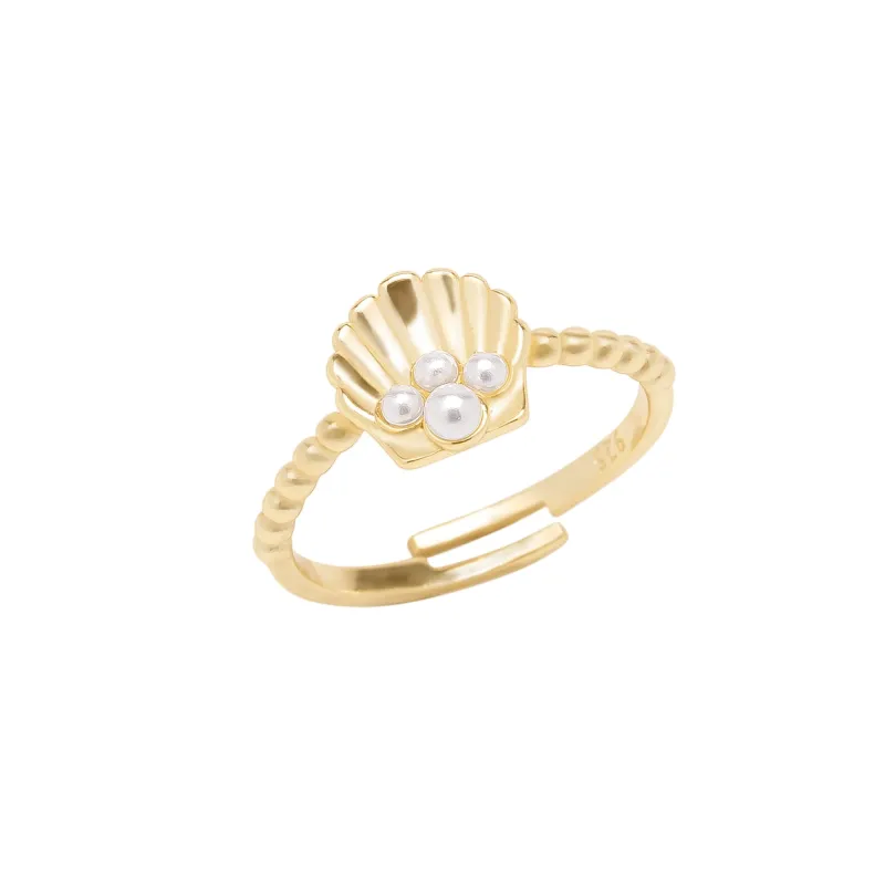 Scallop Shell Pearl Sterling Silver Ring sold by Spero London