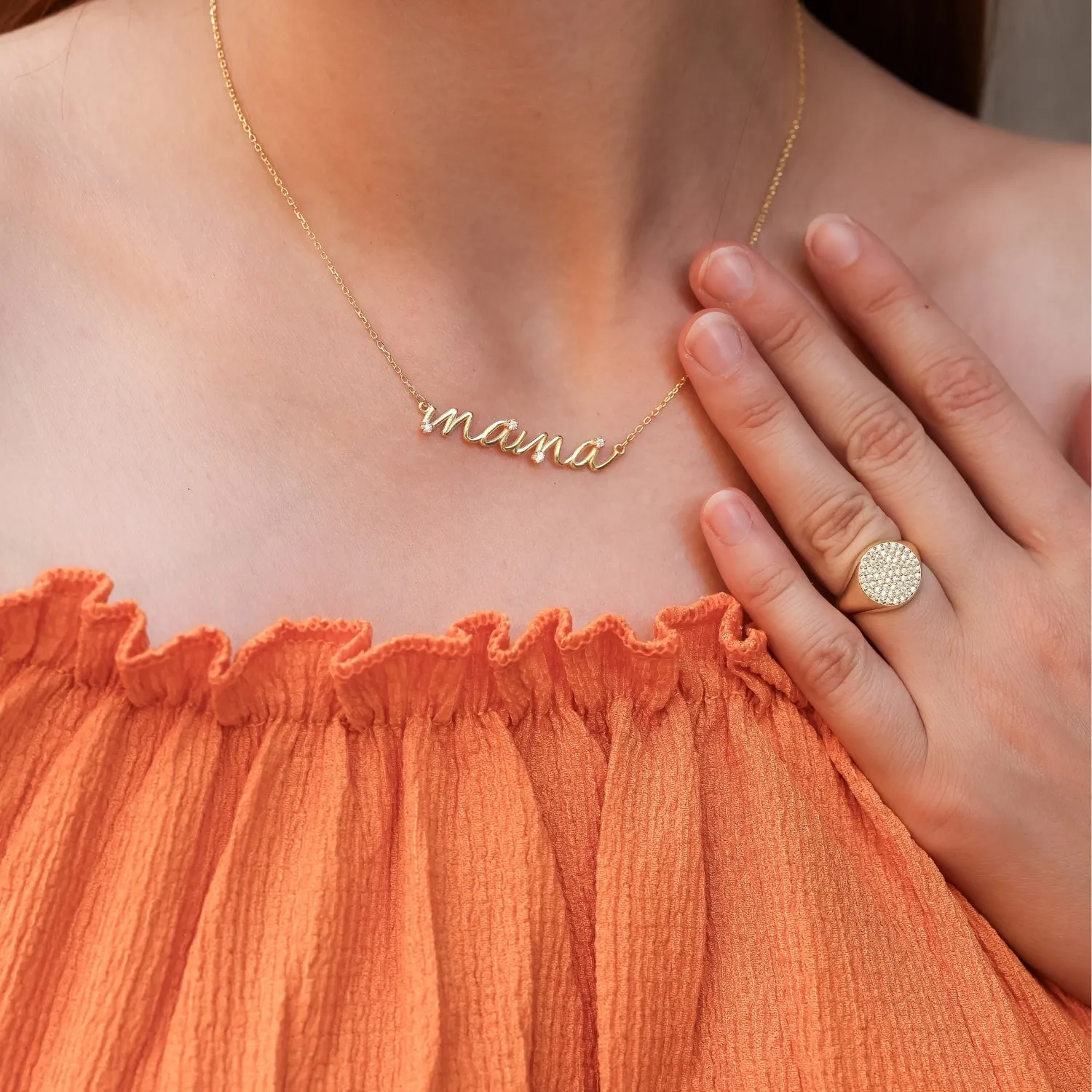 Sterling Silver Round Pave Signet Ring sold by Spero London product image thumbnail 4