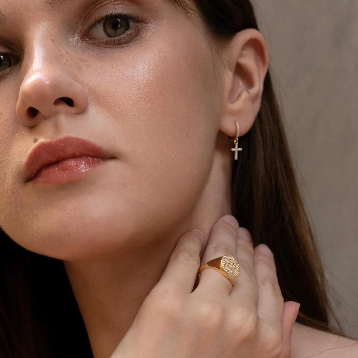 Sterling Silver Round Pave Signet Ring sold by Spero London product image thumbnail 3