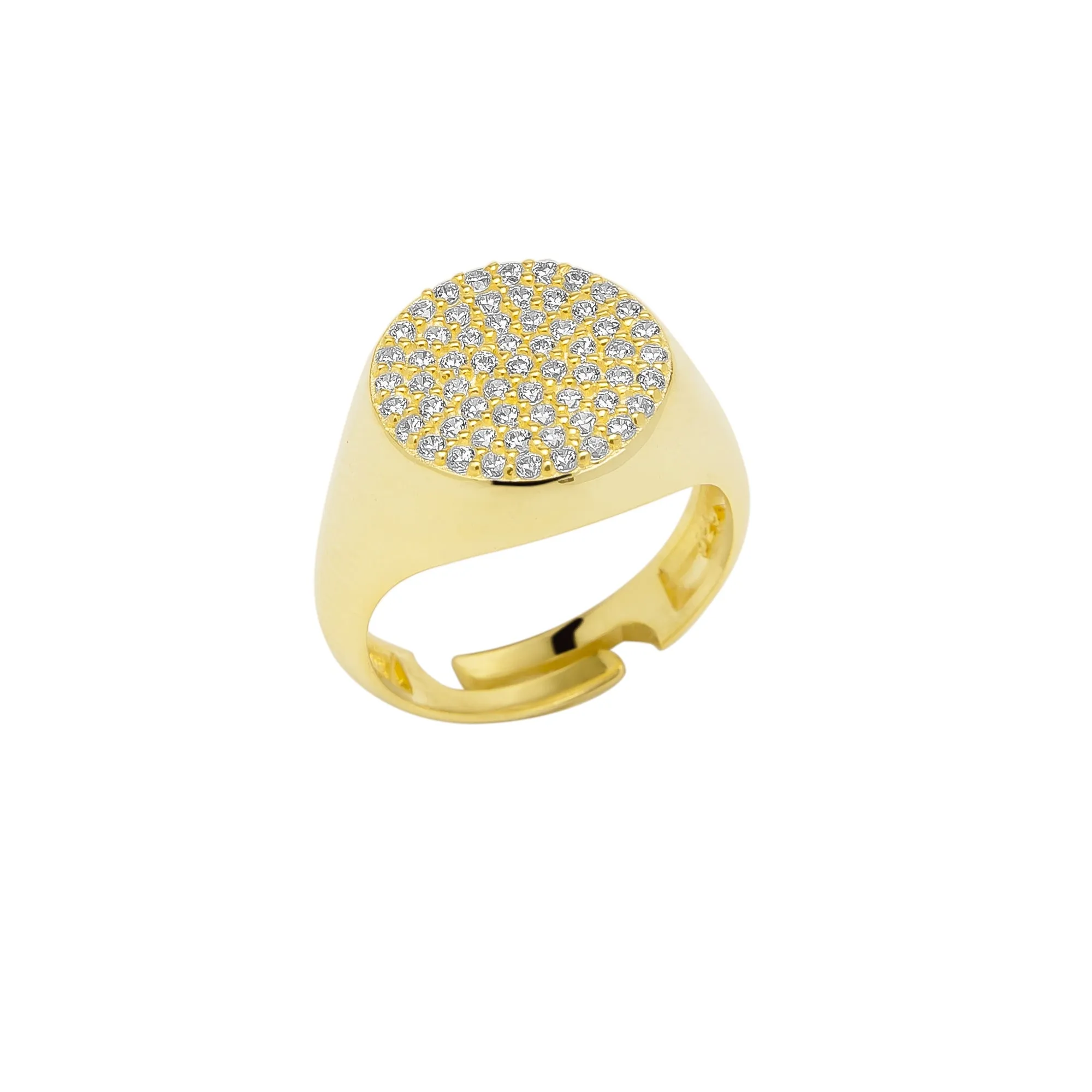 Sterling Silver Round Pave Signet Ring sold by Spero London