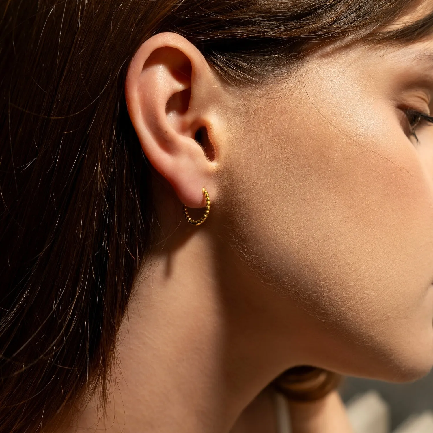 Fine 14ct Solid Gold Beaded Hoop Single Earring sold by Spero London product image thumbnail 2