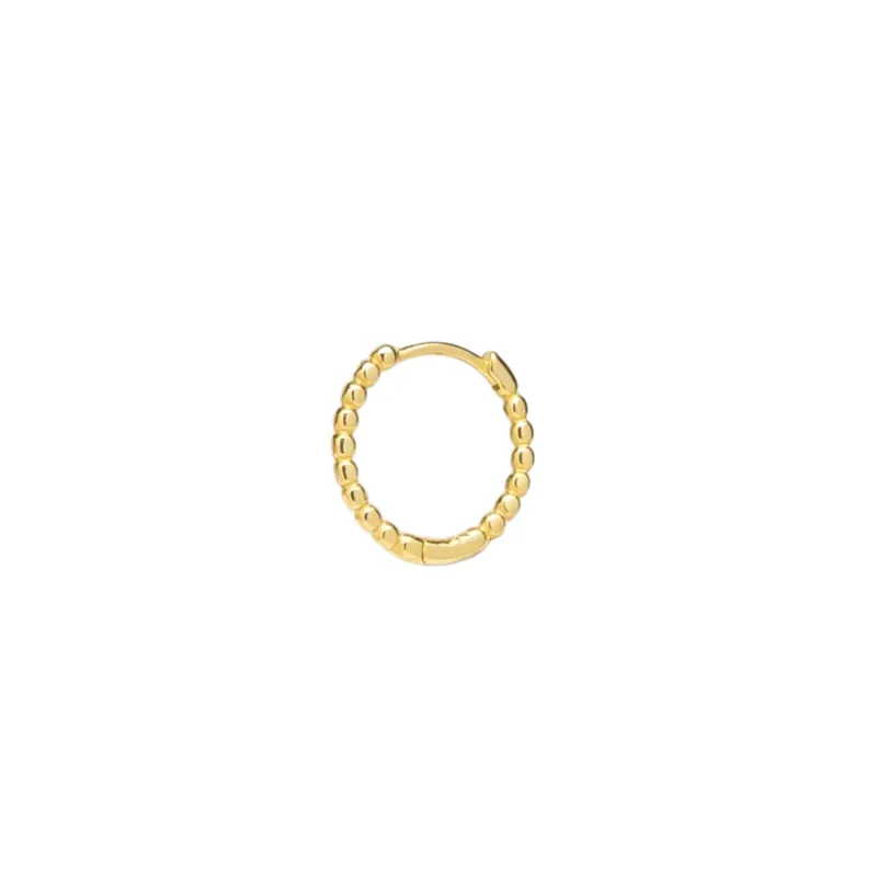 Fine 14ct Solid Gold Beaded Hoop Single Earring sold by Spero London