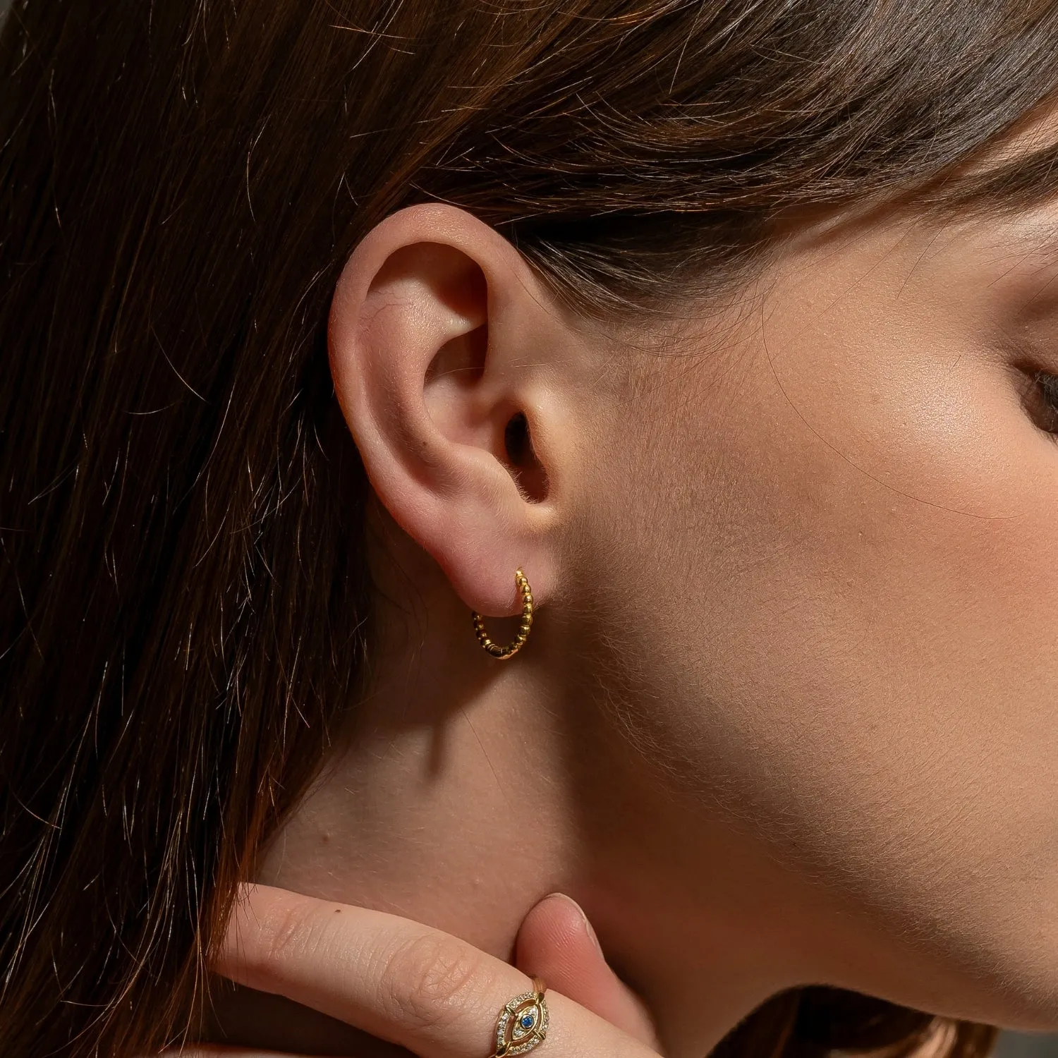 Fine 14ct Solid Gold Beaded Hoop Single Earring sold by Spero London product image thumbnail 4