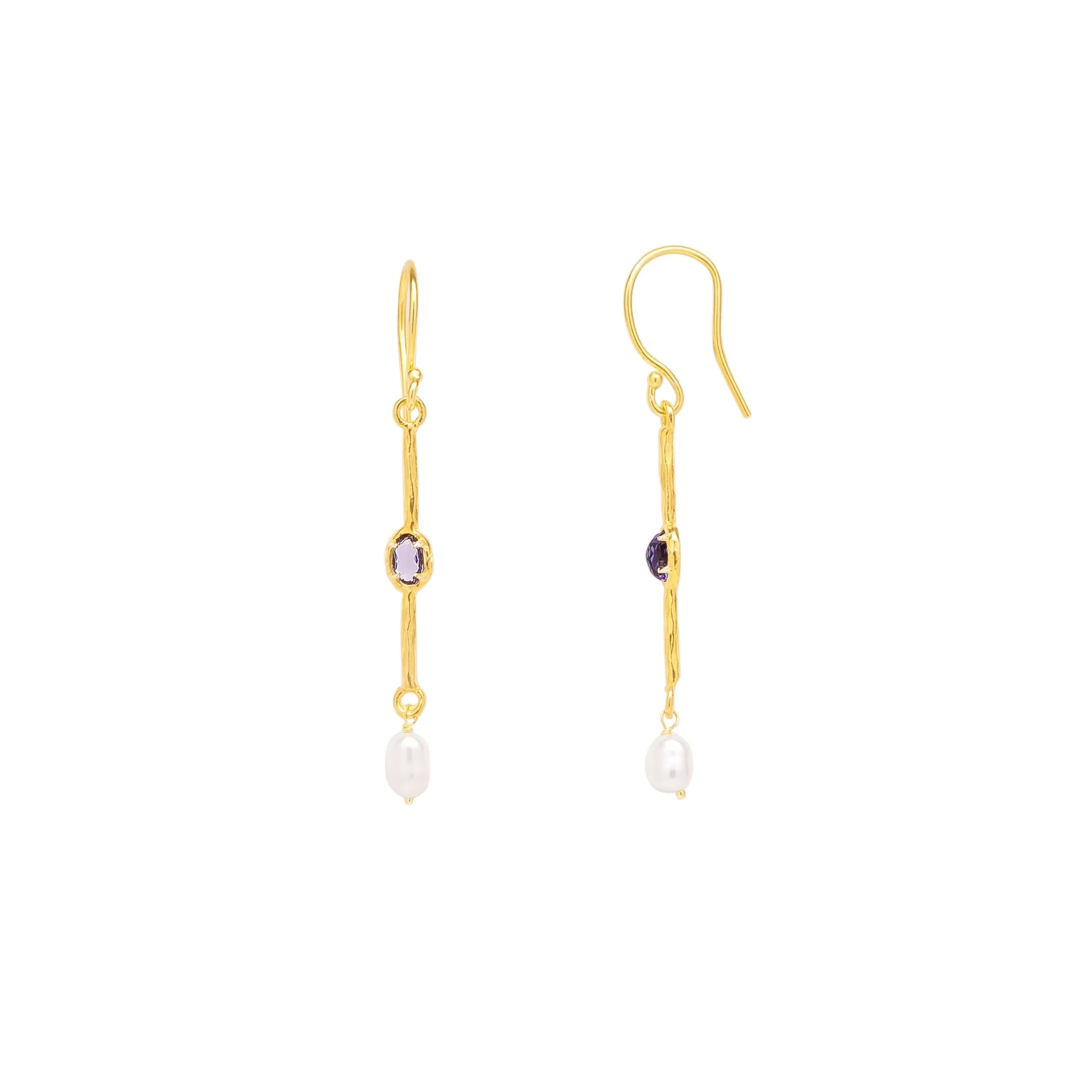 Sterling Silver Textured Pearl Drop Earring sold by Spero London