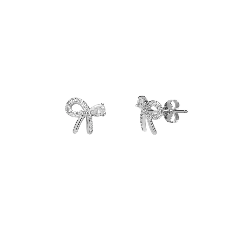 Sterling Silver Bow Tie Stud Earrings sold by Spero London