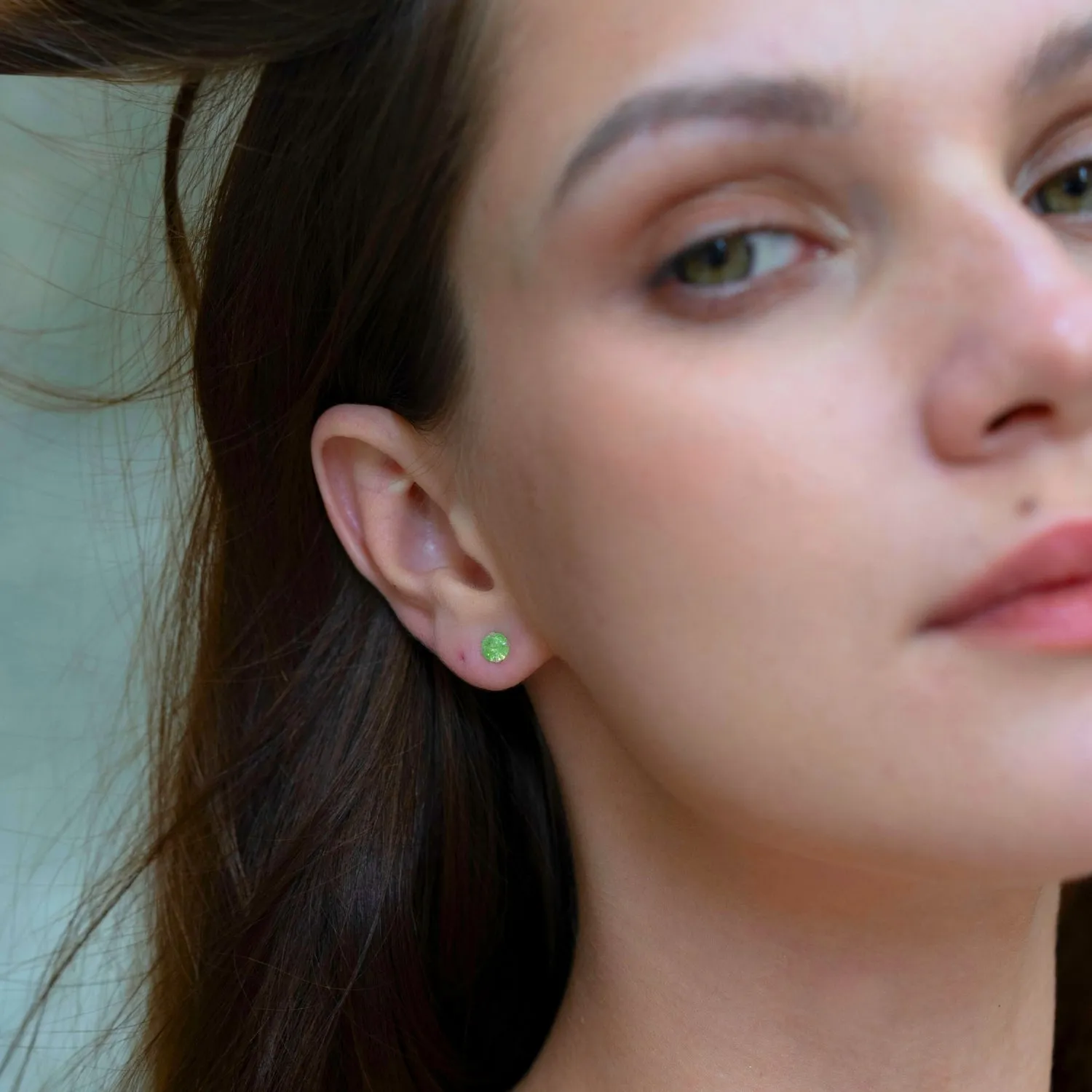 Sterling Silver Glittering Green Stud Earring sold by Spero London product image thumbnail 5