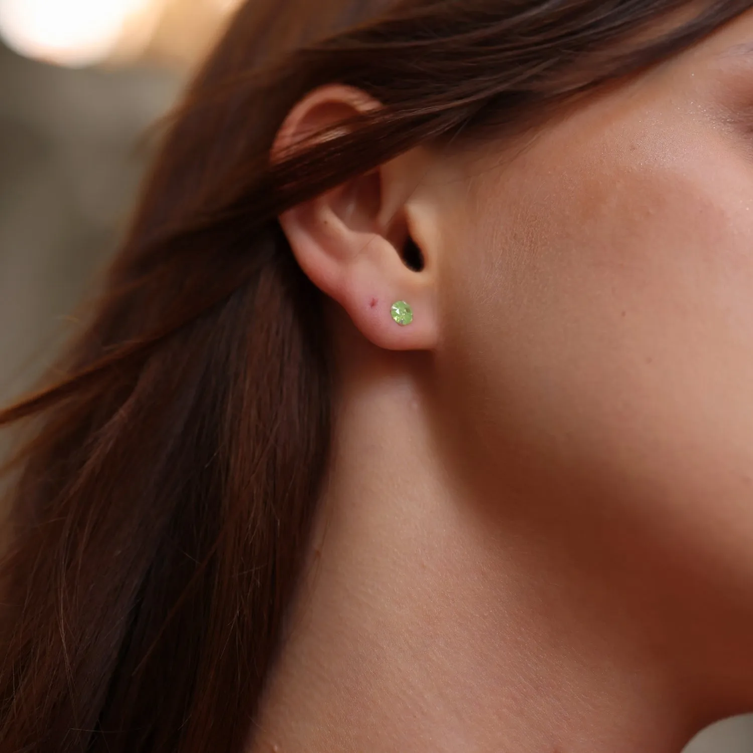 Sterling Silver Glittering Green Stud Earring sold by Spero London product image thumbnail 4