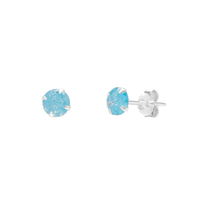 Sterling Silver Glittering Blue Stud Earring sold by Spero London