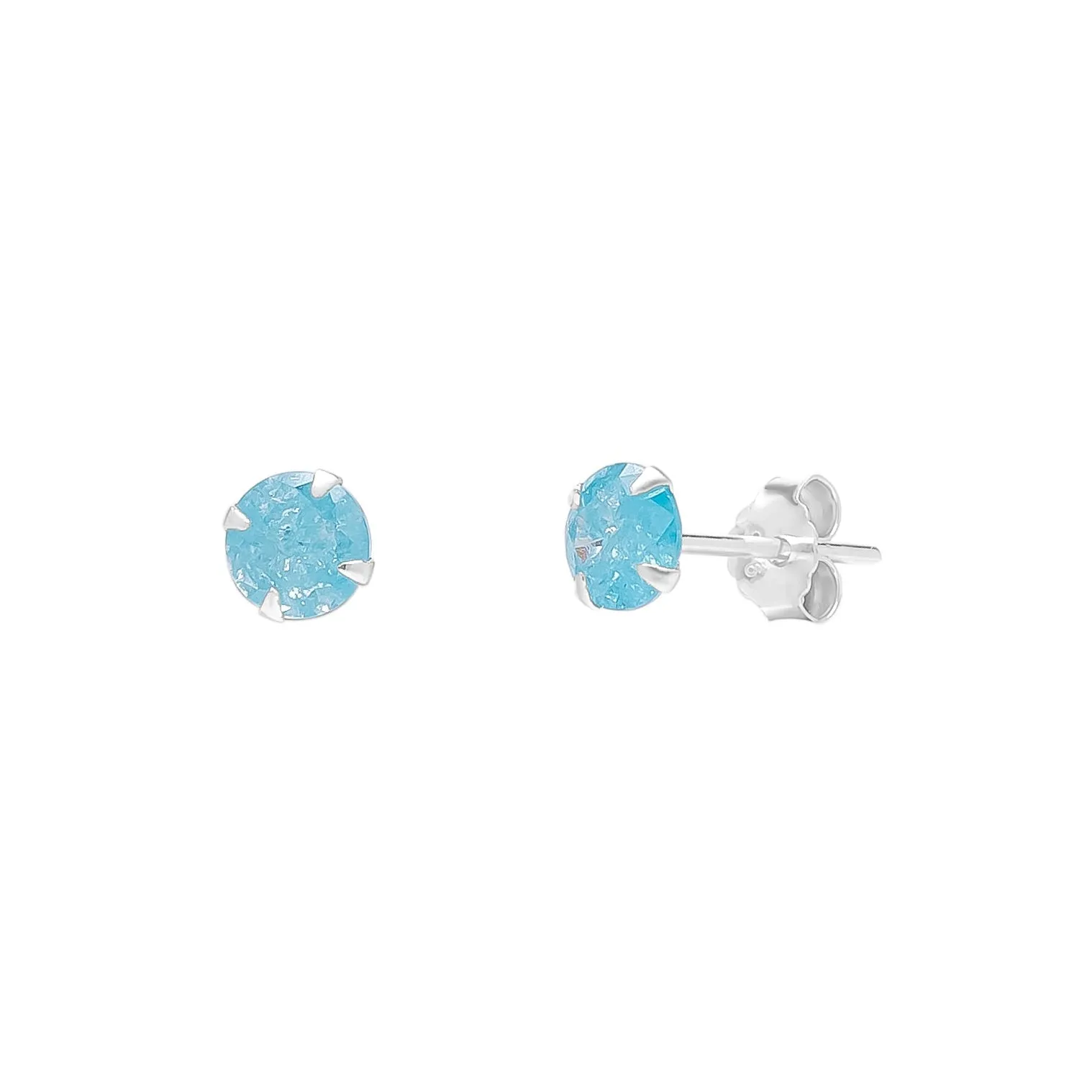 Sterling Silver Glittering Blue Stud Earring sold by Spero London