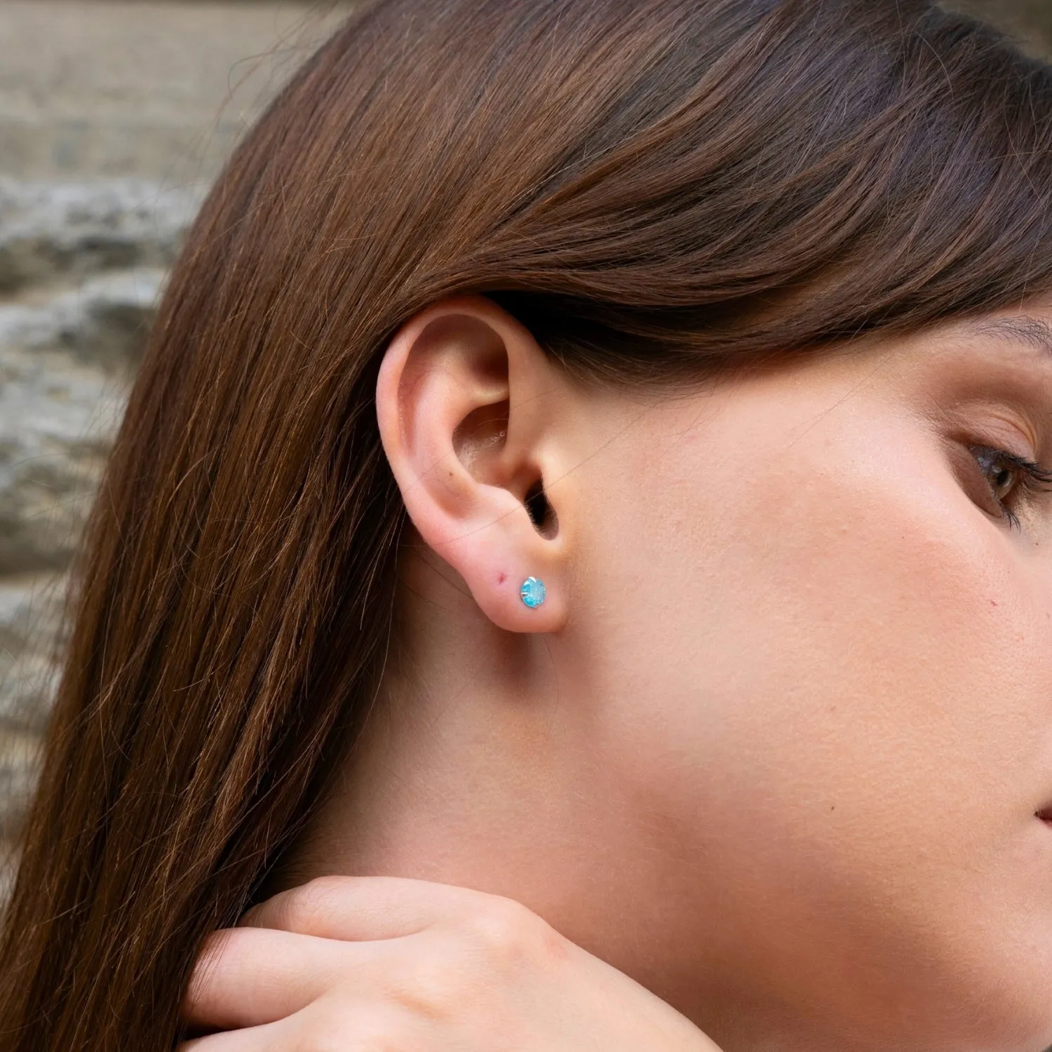 Sterling Silver Glittering Blue Stud Earring sold by Spero London product image thumbnail 3