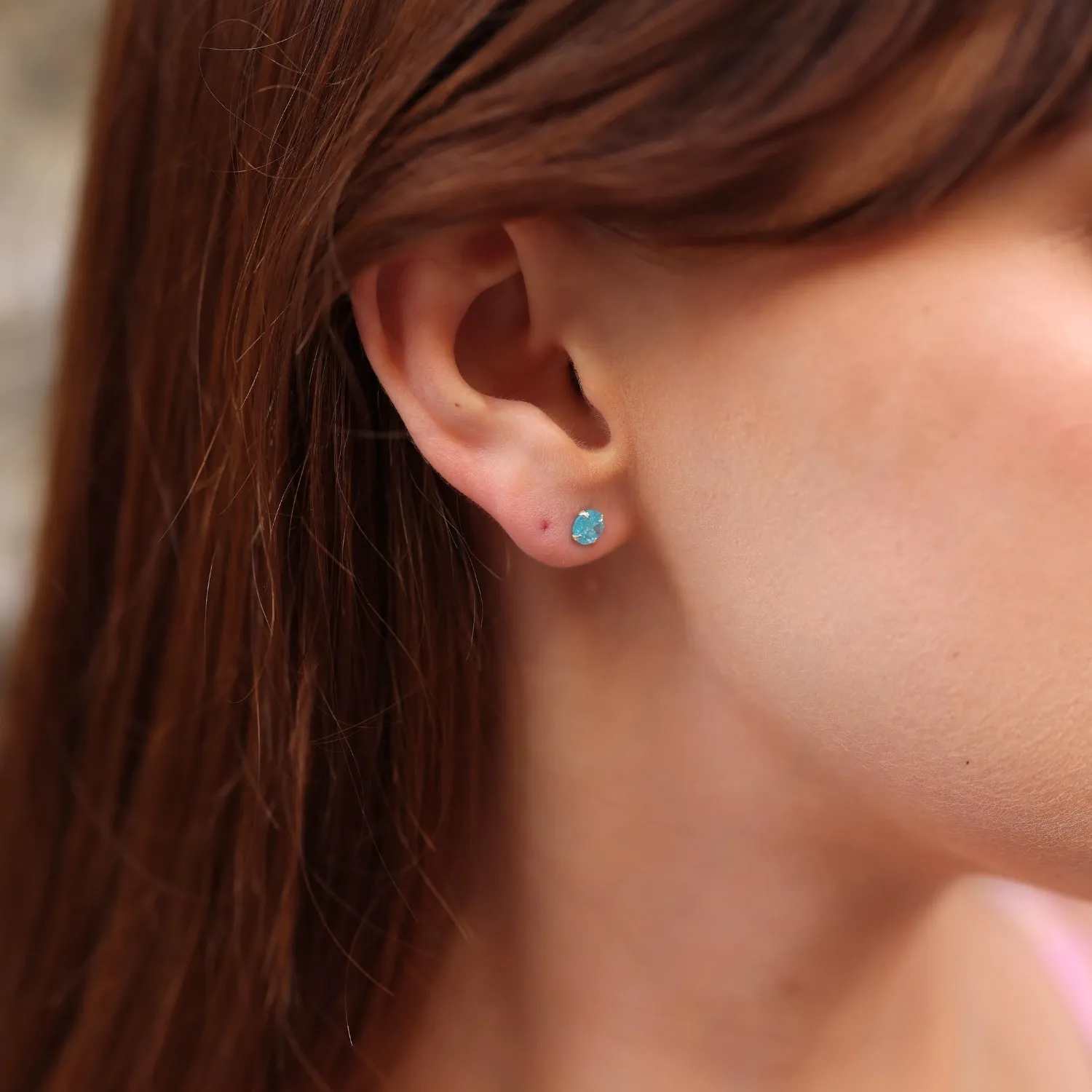Sterling Silver Glittering Blue Stud Earring sold by Spero London product image thumbnail 4