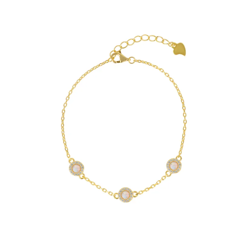 White Opal Jewelled Sterling Silver Bracelet Gold Vermeil sold by Spero London