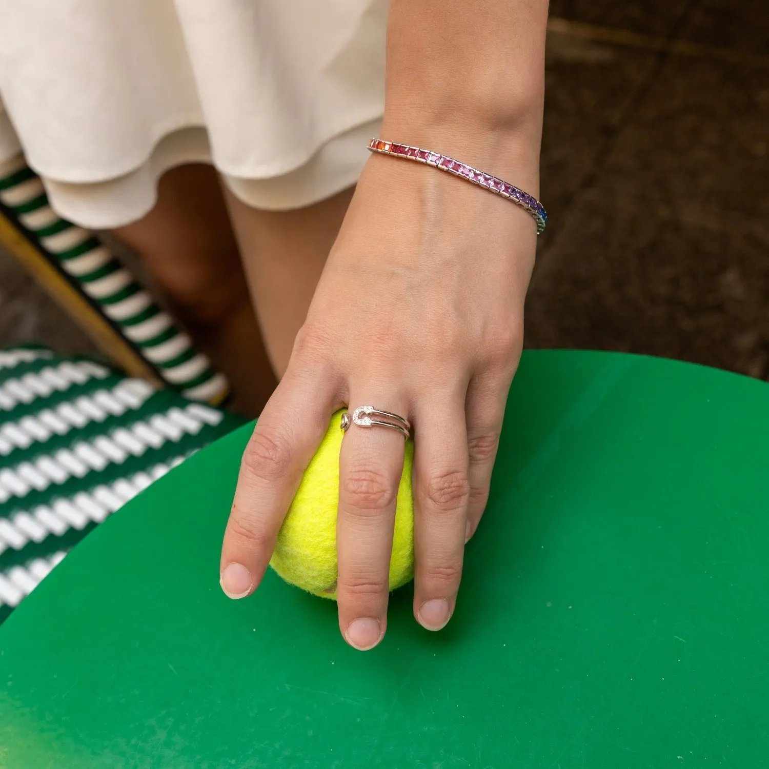 Sterling Silver Square Rectangular Rainbow Tennis Bracelet sold by Spero London product image thumbnail 5