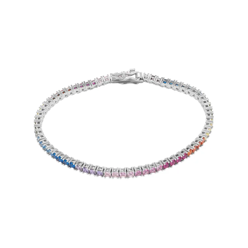 Sterling Silver Rainbow Tennis Bracelet sold by Spero London
