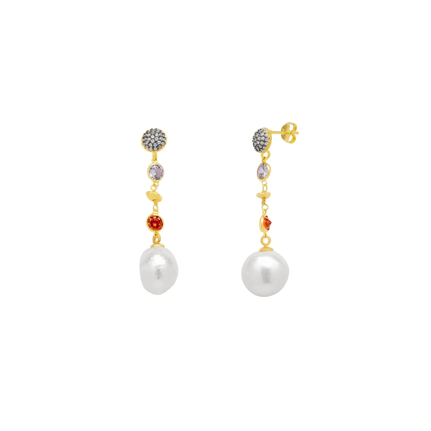 Chunky Baroque Pearl Drop Sterling Silver Earring sold by Spero London