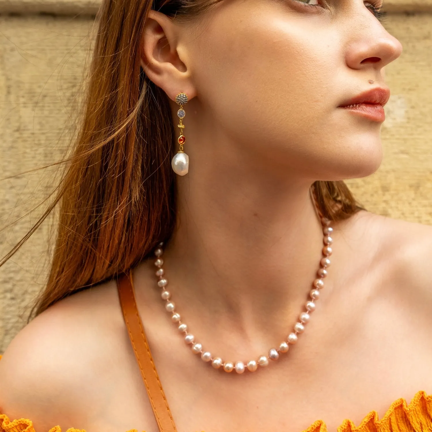 Chunky Baroque Pearl Drop Sterling Silver Earring sold by Spero London product image thumbnail 5