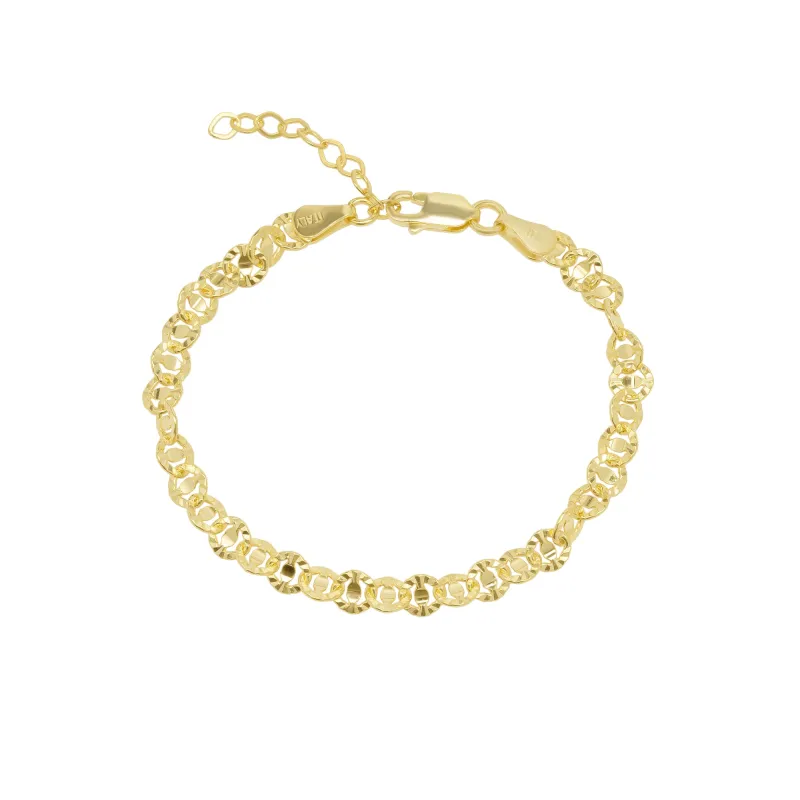 Floral Cut-Out Textured Link Chain Bracelet sold by Spero London