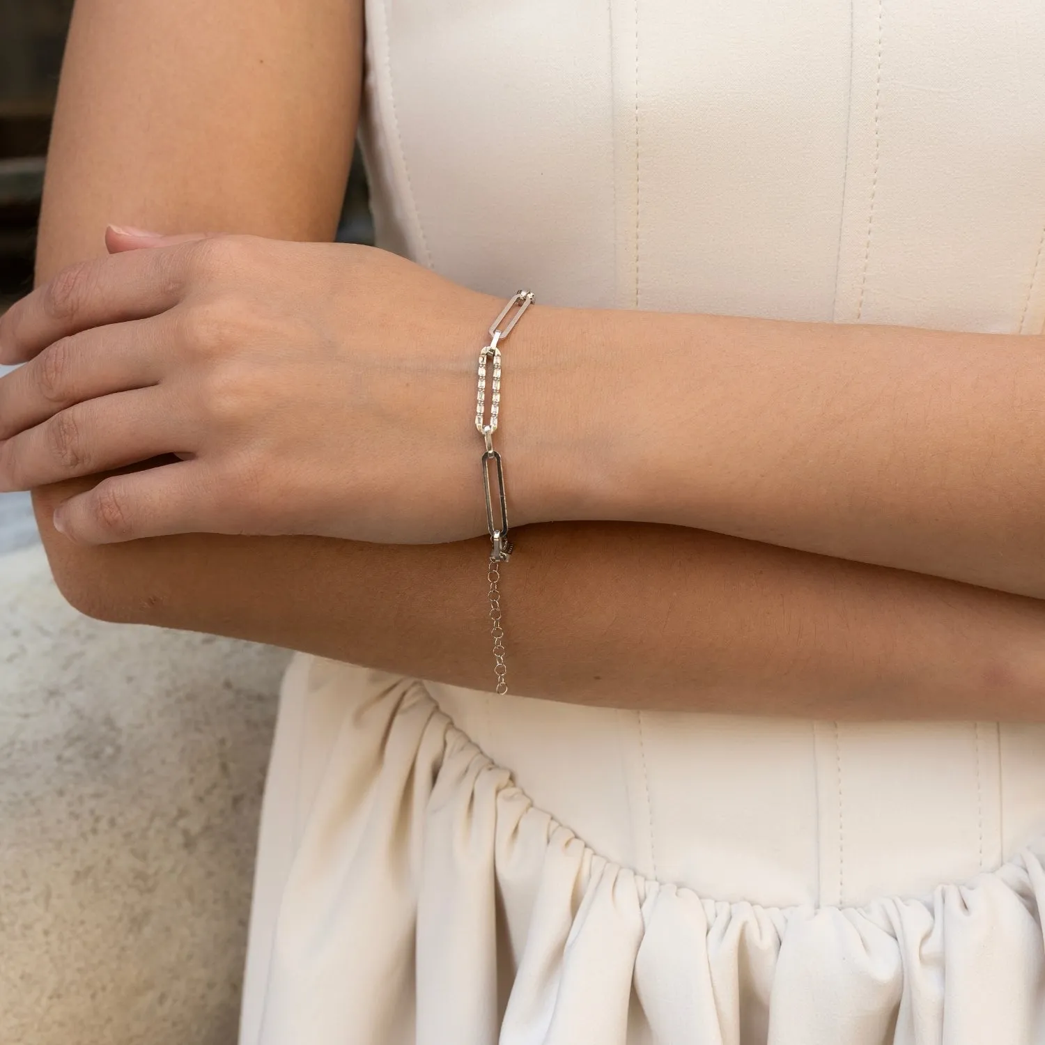 Sterling Silver Pave Paperclip Chain Bracelet sold by Spero London product image thumbnail 2