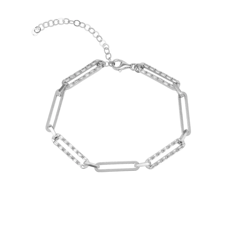 Sterling Silver Pave Paperclip Chain Bracelet sold by Spero London